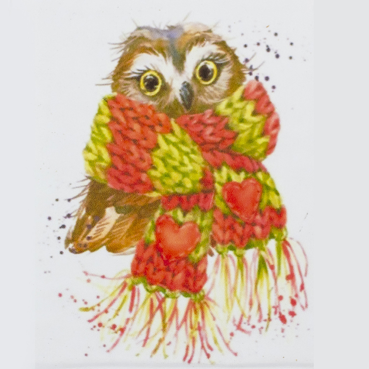 Алмазна Мозаїка за номерами Сова в шарфиці, Об'ємна, у рулоні, Стрази, 20х30см, 1 шт, фото 1