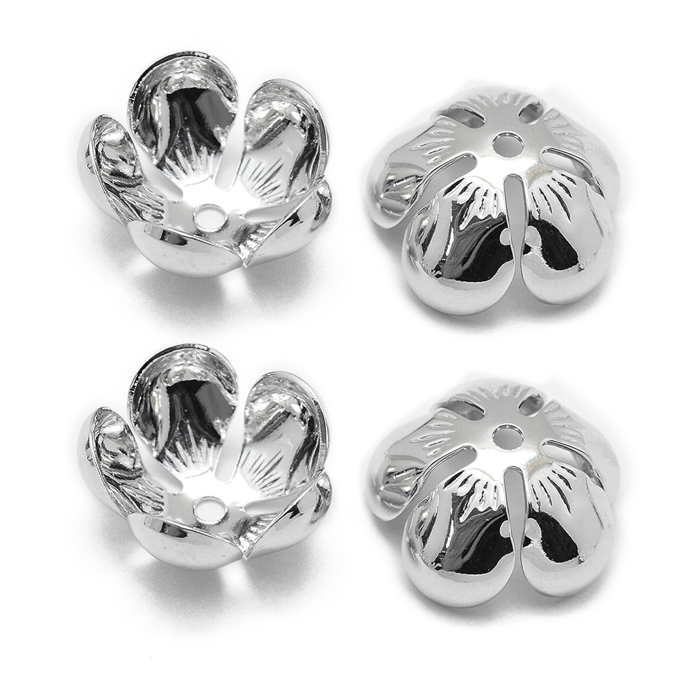 Шапочки для Бусин, Латунь, Стійке покриття плаття, Квітка, Розмір: 13.5х6мм, Отвори 1 мм, 4 шт, фото 1