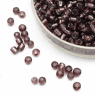 Бісер Китайський 12/0, Кругле Отвір Сріблясте всередині (SLRH), Фіолетовий 56, Круглий, 100 г