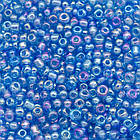 Бісер Китайський 12/0, Прозорий Райдужний (TCR), Блакитний 163 В, Круглий, 100 г, фото 3