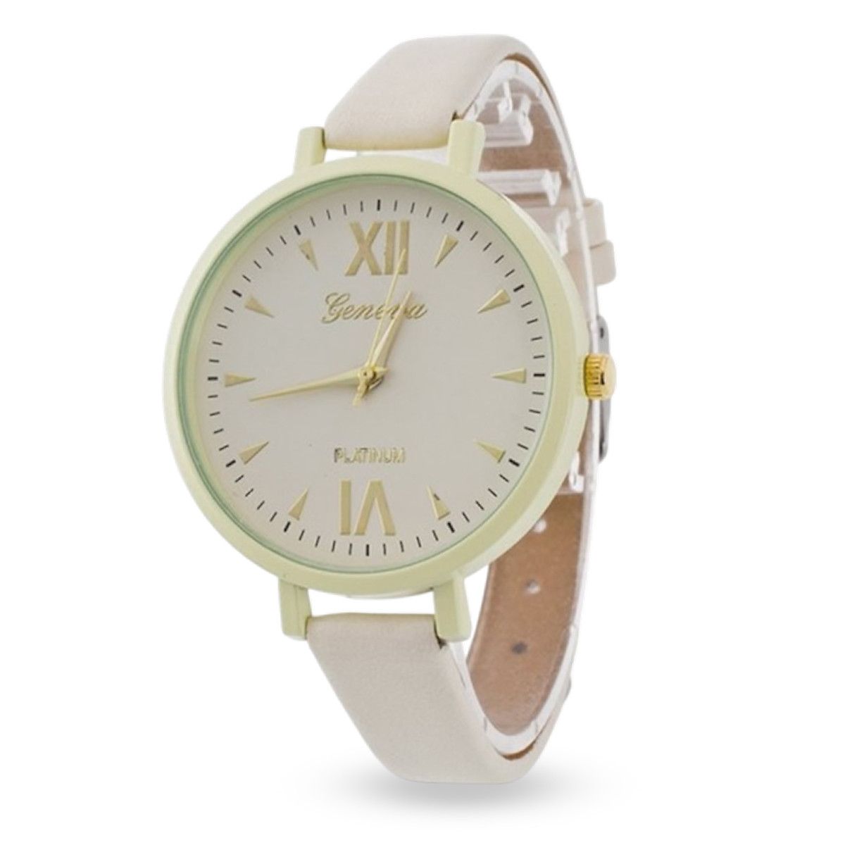 Годинники Жіночий Кварцовий, Ремінець шкірозамінник, Застібка Неіржавка сталь, Бежевий, 38х7х220мм, 1 шт, фото 1