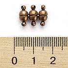 Застібка Магнітна, Латунь, Кругла з кільцями, Колір: Мідь, Розмір: 11x5мм, Відв. 1 мм, 4 шт, фото 4