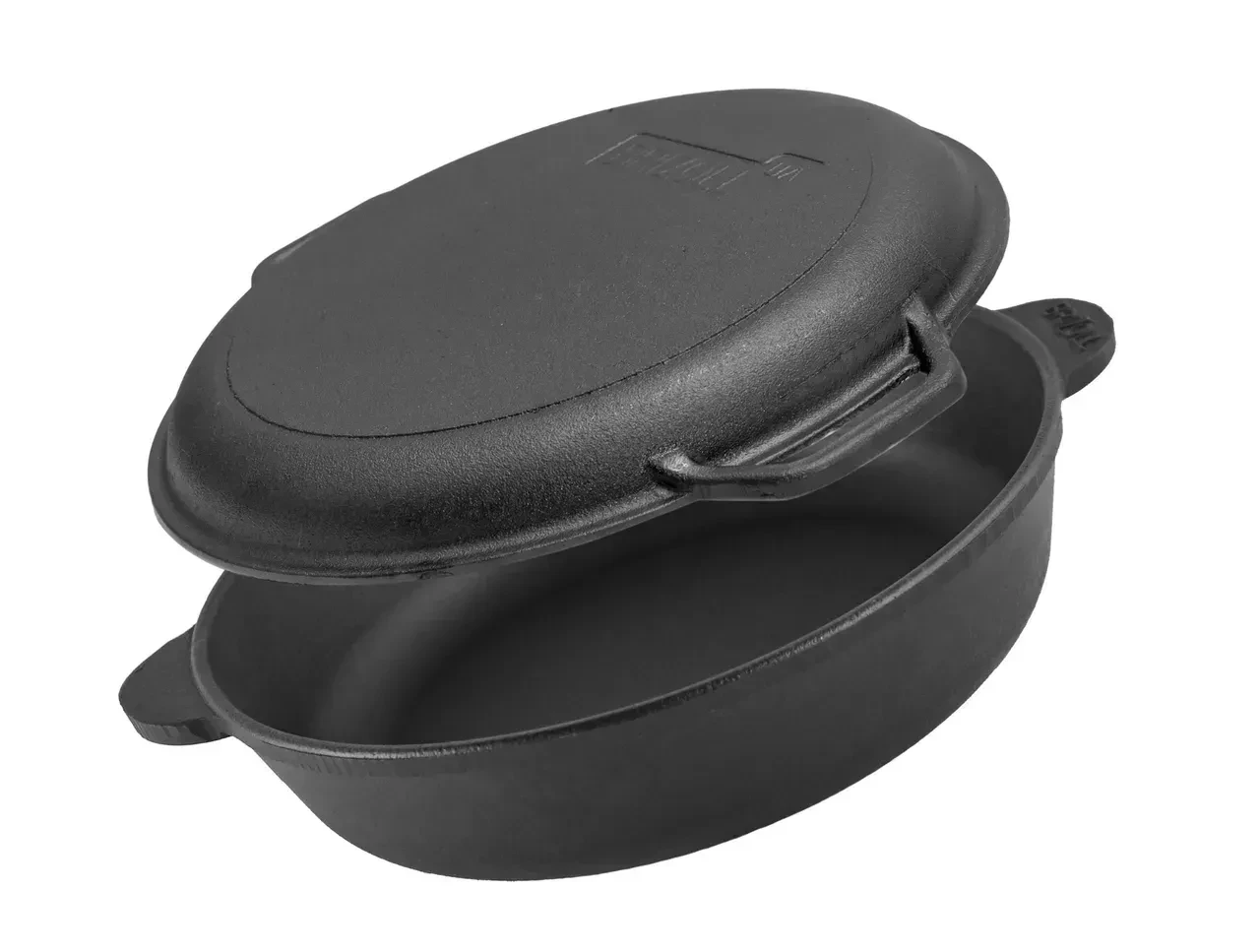 Сковорода жаровня чавунна Ø28 см з кришкою-сковородою Brizoll, фото 1