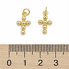 Підвіска Латунь, Хрест, Стійке покриття, Колір: Золто, Розмір: 16х10х2.5мм, З'єднувальне кільце 5х0.8мм, 2 шт, фото 3