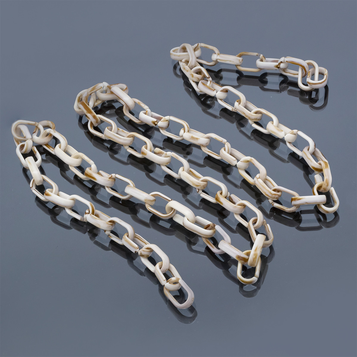 Ланцюг Акрилова Ручна Роботи, Овал, Плетіння Якісне, Імітація натурального Кам'яна, Колір: Лляний, Д, 1 нить, фото 1