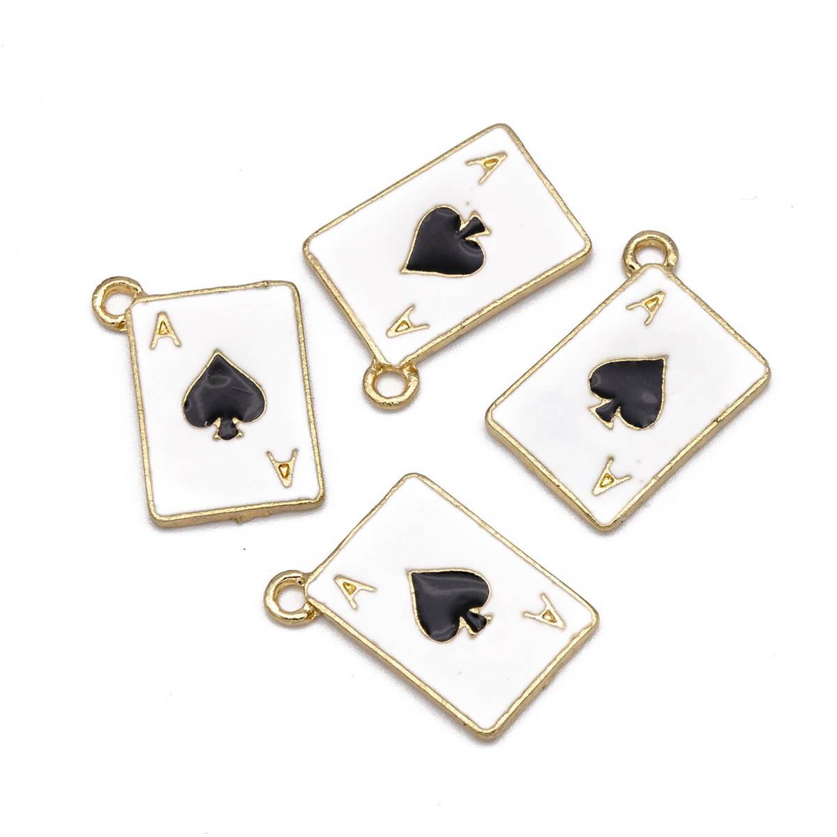 Кулони Підвіски Мапа Піковий Туз, зі Сплава, Емальований, Чорний, 19x14х1.2 мм, Отвір 1.7 мм, 4 шт, фото 1
