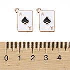 Кулони Підвіски Мапа Піковий Туз, зі Сплава, Емальований, Чорний, 19x14х1.2 мм, Отвір 1.7 мм, 4 шт, фото 3