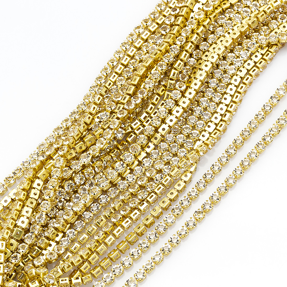 Ланцюг зі стразами, Латунь, Колір металу: Без Покриття, Колір Страз: Кристал, Ширина 2.7~2.8 мм, приблизно 280 шт./1м, фото 1