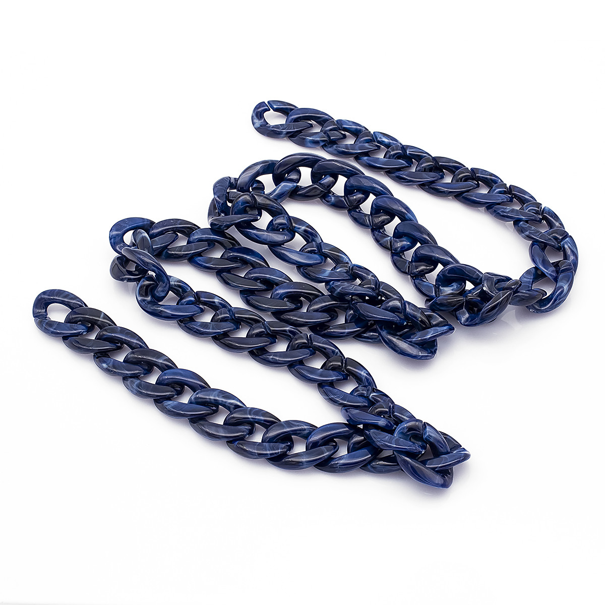 Ланцюг Акриловий, Несварний, Колір: Синій, Дзвіно: 29x21x6мм, 1 м/нитка, 1 нить, фото 1