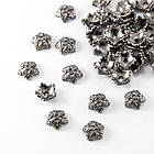 Шапочки для Бусин зі Сплава, Квітка, Колір: Збройова сталь, Розмір: 10х4мм, Отвір 1 мм, 20 шт, фото 2