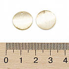Підвіска Плоска Кругла, Латунь, Покриття Золото 24К, Розмір: 14х1мм, Отвір 1.2 мм, (4 шт.), фото 5