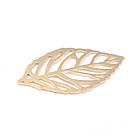 Підвіска Латунь, Лист, Стійке Покриття Золото 24К, Розмір: 32х20х0.5мм, Отвори 1 мм, 2 шт, фото 2