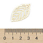 Підвіска Латунь, Лист, Стійке Покриття Золото 24К, Розмір: 32х20х0.5мм, Отвори 1 мм, 2 шт, фото 3