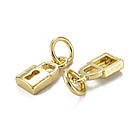 Підвіска Латунь, Замок, Покриття Півосто 18К, Розмір: 7.5х4х1.5мм, сполучне еольце 4х0.8мм, 2 шт, фото 2