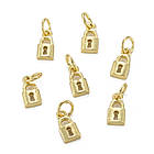 Підвіска Латунь, Замок, Покриття Півосто 18К, Розмір: 7.5х4х1.5мм, сполучне еольце 4х0.8мм, 2 шт, фото 3