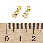 Підвіска Латунь, Замок, Покриття Півосто 18К, Розмір: 7.5х4х1.5мм, сполучне еольце 4х0.8мм, 2 шт, фото 4