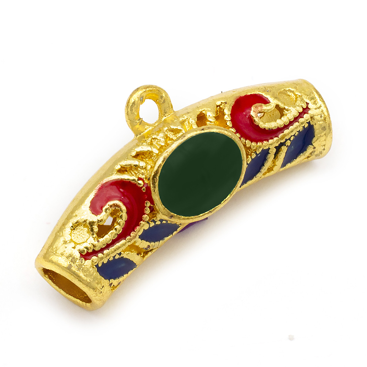 Бейл Сплав + Емаль, Порожня Вигнута Трубка, Колір: Золото, Розмір: 30x14x9 мм, Отвір 2 мм, Внутрішній діаметр, фото 1