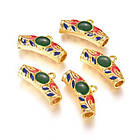 Бейл Сплав + Емаль, Порожня Вигнута Трубка, Колір: Золото, Розмір: 30x14x9 мм, Отвір 2 мм, Внутрішній діаметр, фото 3