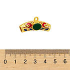 Бейл Сплав + Емаль, Порожня Вигнута Трубка, Колір: Золото, Розмір: 30x14x9 мм, Отвір 2 мм, Внутрішній діаметр, фото 4