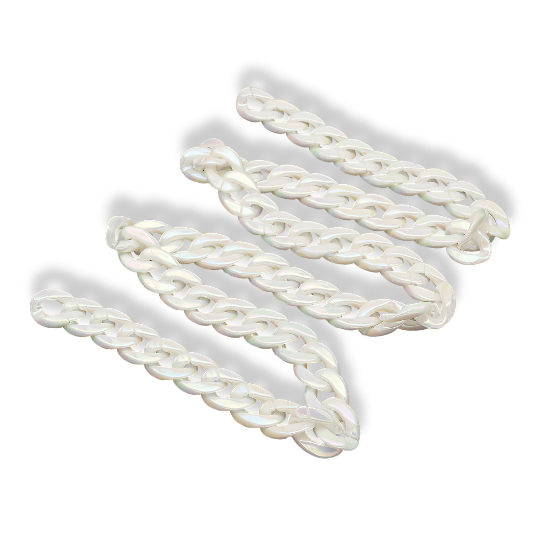 Ланцюг Акрилова Ручна Роботи, імітація Перли, Плетіння Твіст, Колір: Білий, Дзвено: 29x20.5x6.5мм, 1 м/нитка, фото 1
