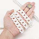 Ланцюг Акрилова Ручна Роботи, імітація Перли, Плетіння Твіст, Колір: Білий, Дзвено: 29x20.5x6.5мм, 1 м/нитка, фото 3