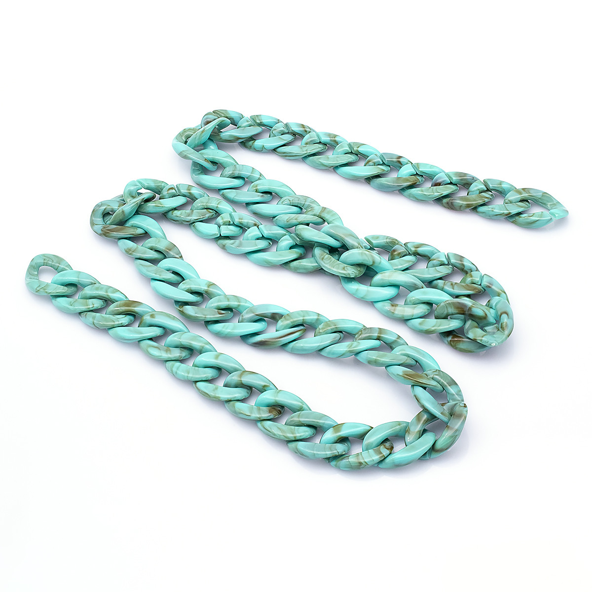 Ланцюг Акрилова Ручна Роботи, Плетіння Твіст, Імітація натурального Камня, Колір: Бірюзовий, Д, 1 нить, фото 1