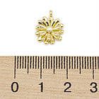 Підвіска Латунь, Квітка, Стійке Покриття Золото 18К, Розмір: 14х11х3мм, Отвір 1.5 мм, 1 шт, фото 4