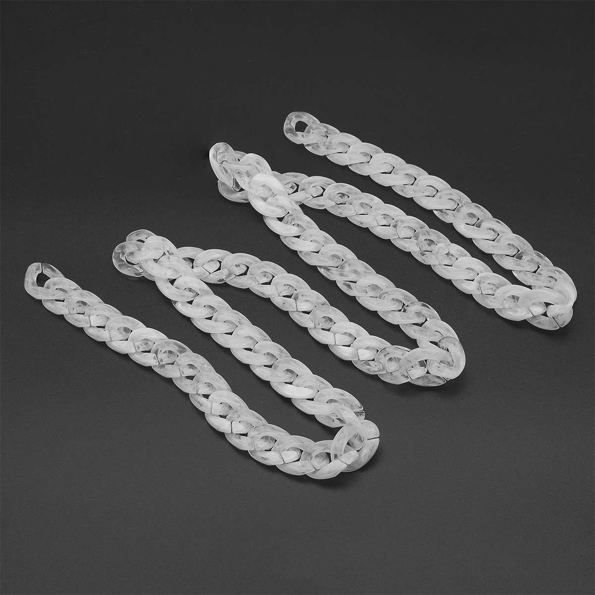 Ланцюг Акрилова Ручна Роботи, Плетіння Твіст, Імітація натурального Камня, Колір: Білий, Дзвено: 23.5x17x5мм, фото 1