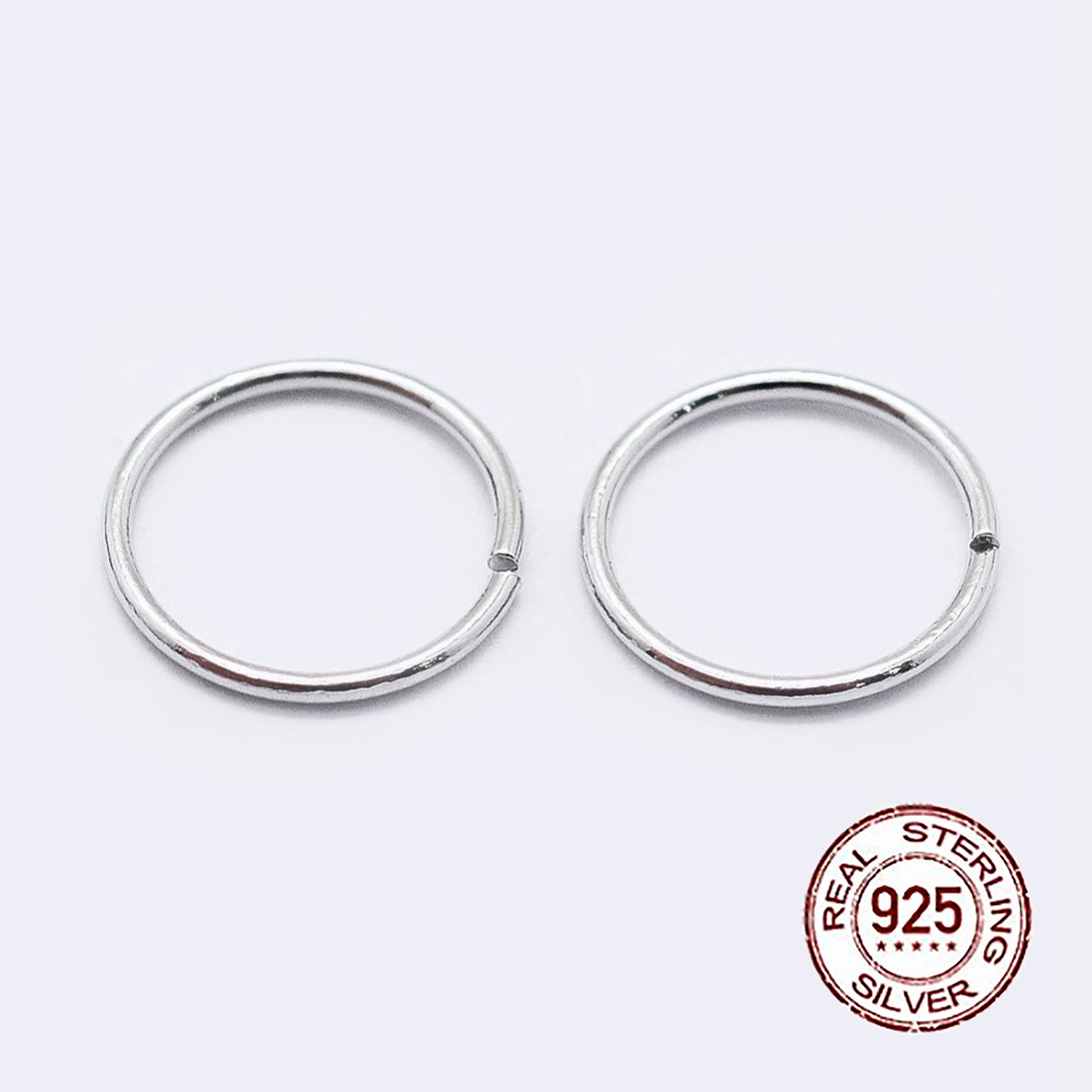 Срібло 925 Колічки Одинарні Відкриті, Колір: Платина, Розмір: 6х0.9мм, Внутрішній Діаметр 4 мм, 2 шт, фото 1