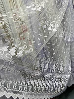 Тюль вишивка набивна густа біла висота 2,85 м