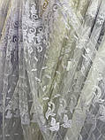 Тюль вишивка набивна густа біла висота 2,85 м, фото 7