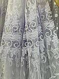 Тюль вишивка набивна густа біла висота 2,85 м, фото 4