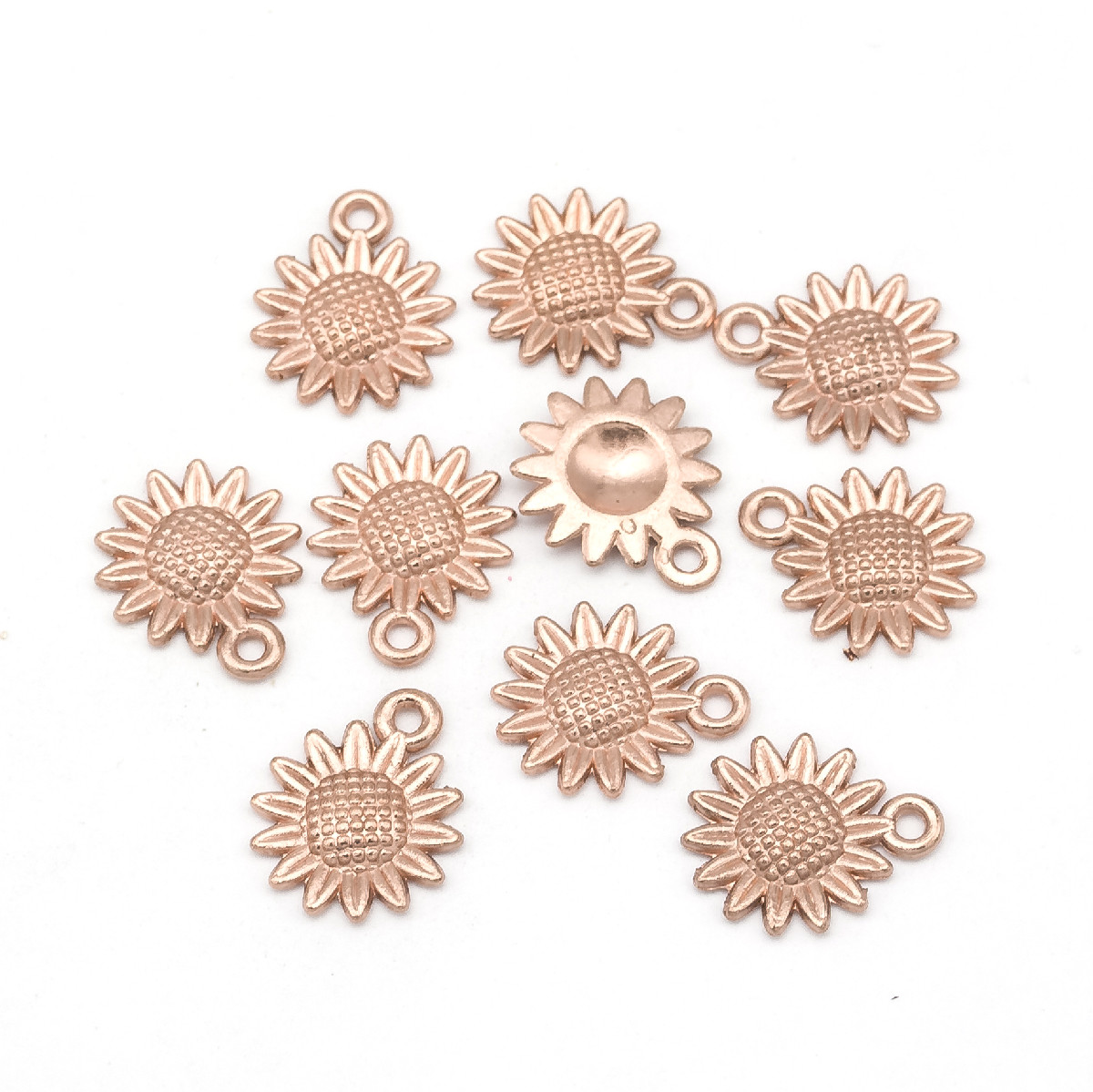 Кулон Квітка, Метал, Колір: Рожеве Золото, Розмір: 18.6х15х2.5мм, Отвір 1.8 мм, 10 шт, фото 1