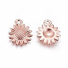 Кулон Квітка, Метал, Колір: Рожеве Золото, Розмір: 18.6х15х2.5мм, Отвір 1.8 мм, 10 шт, фото 2