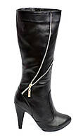 Женские классические кожаные зимние сапоги, на высоком каблуке. 36 размер