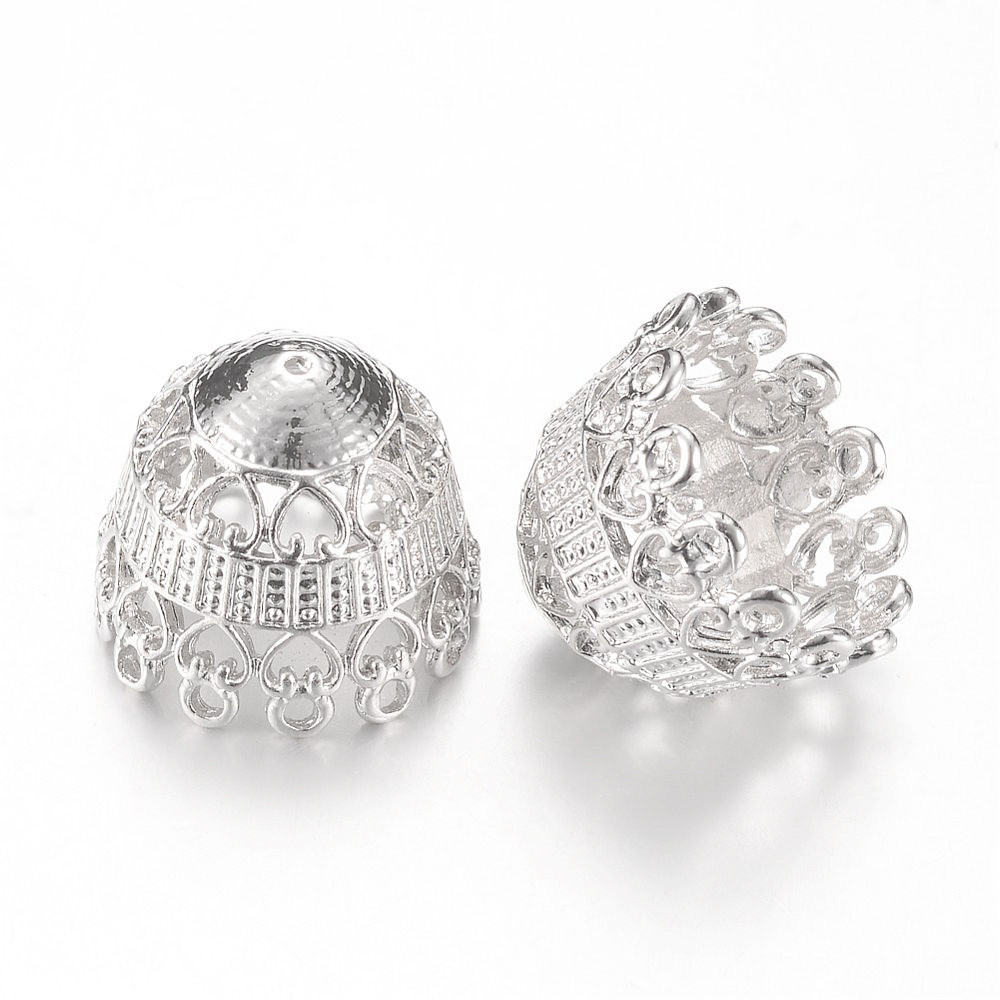 Конус Шапочки для Бусин, Сплав, Колір: Платина, Розмір: 19х23мм, Внутрішній Діаметр 20 мм, Отвір 1~2 мм, 2 шт, фото 1