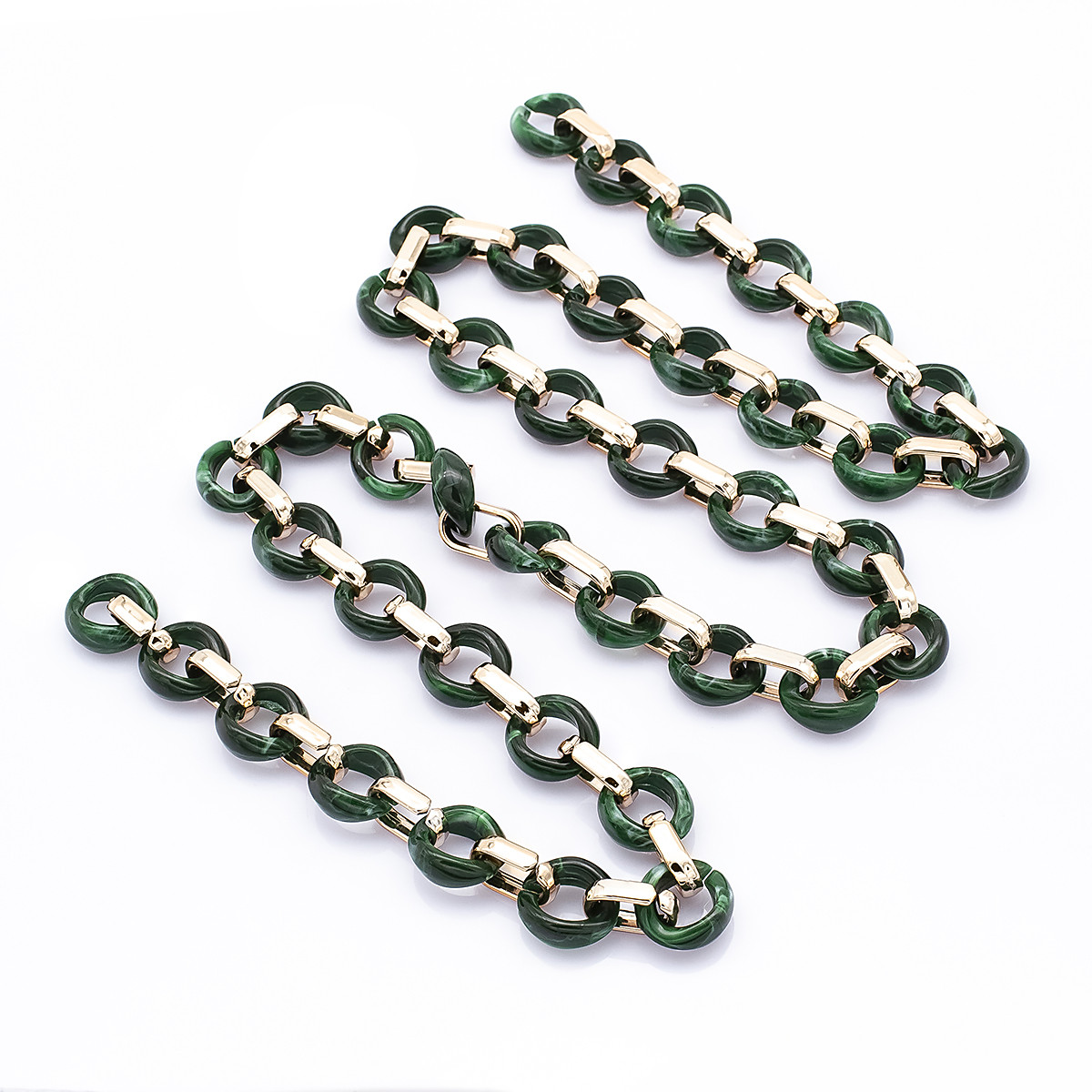 Ланцюг Акрилова Ручна Роботи, Прозора, Овальна плоска, Колір: Зелений, Дзвено: 18.5x11.5x4.5мм, 1 м/нитка, фото 1