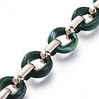 Ланцюг Акрилова Ручна Роботи, Прозора, Овальна плоска, Колір: Зелений, Дзвено: 18.5x11.5x4.5мм, 1 м/нитка, фото 4