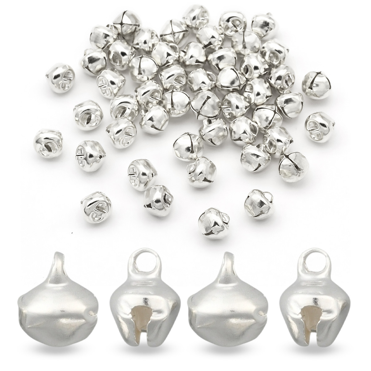 Кулони Дзвіночки, Залізо, Колір: Срібло, Розмір: 12х10х8мм, Отвір 1-2мм, 50 шт, фото 1