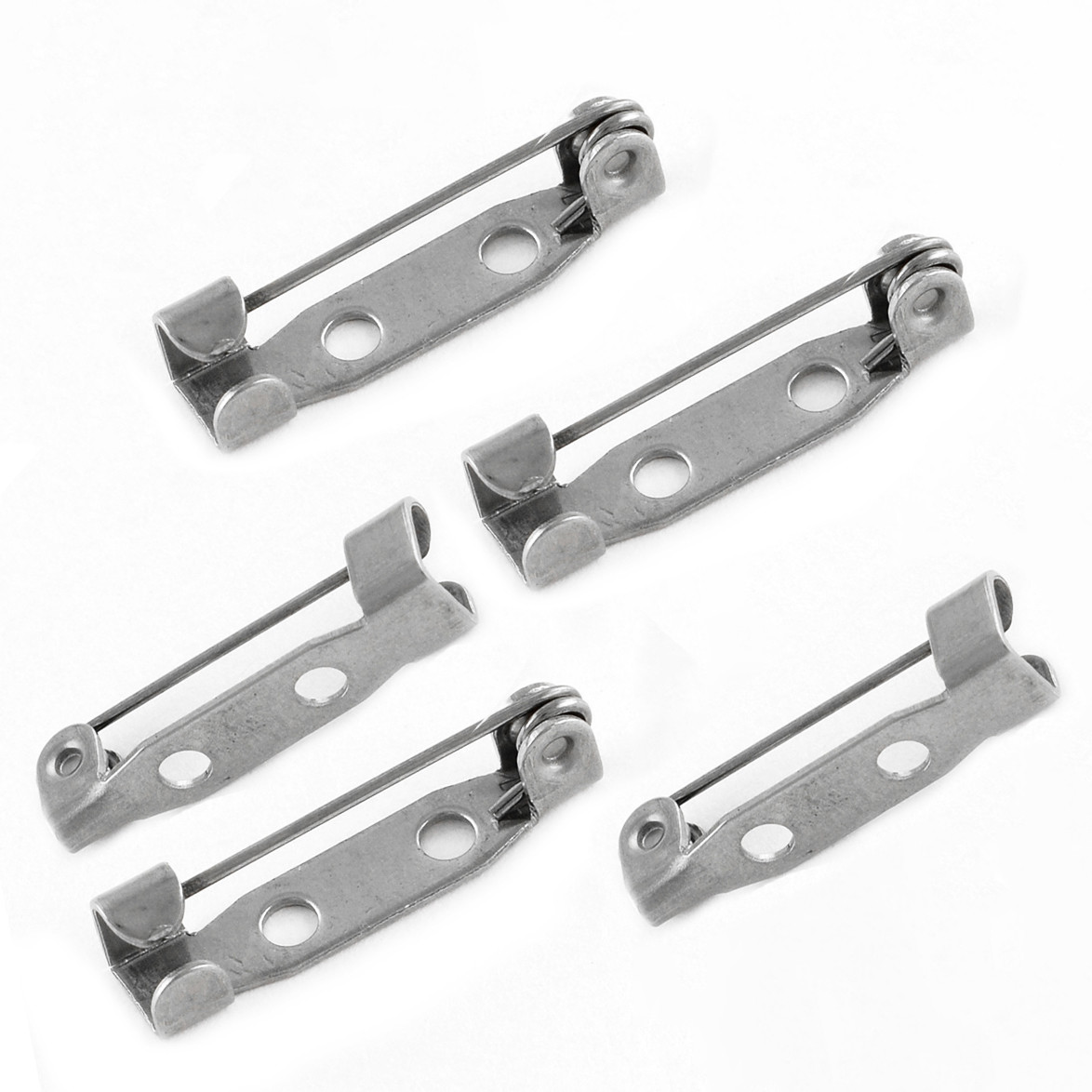 Основа під Брошка, Неіржавка сталь, Булавка, з 2 отворами, Розмір: 25~26x5x6мм, Пін: 0.8мм, 5 шт, фото 1