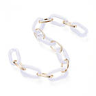 Ланцюг Акрилова Ручна Роботи, імітація Камня, Овальна, з Алюмінієвими Дзвінами, Білий, Дзвено: 20.5x10.5x3мм і, фото 2