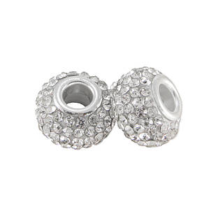 Шарми Євробусини, зі Смоли та Страз, Вставка з Латуні, Рондель, Колір Страз: Кристал, 15х10мм, 1 шт