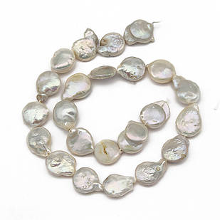 Перли Натуральний Прісноводний Кеші, Капля, Античний Білий, 12~15x11~12x4~6мм, Отвір 0,8мм, ~ 27шт/39см/нитка