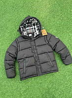 Пуховик Burberry Черный Зимний Мужской Теплый Стильный Оверсайз Верхняя Одежда Модная Куртка С Капюшоном Пуховик