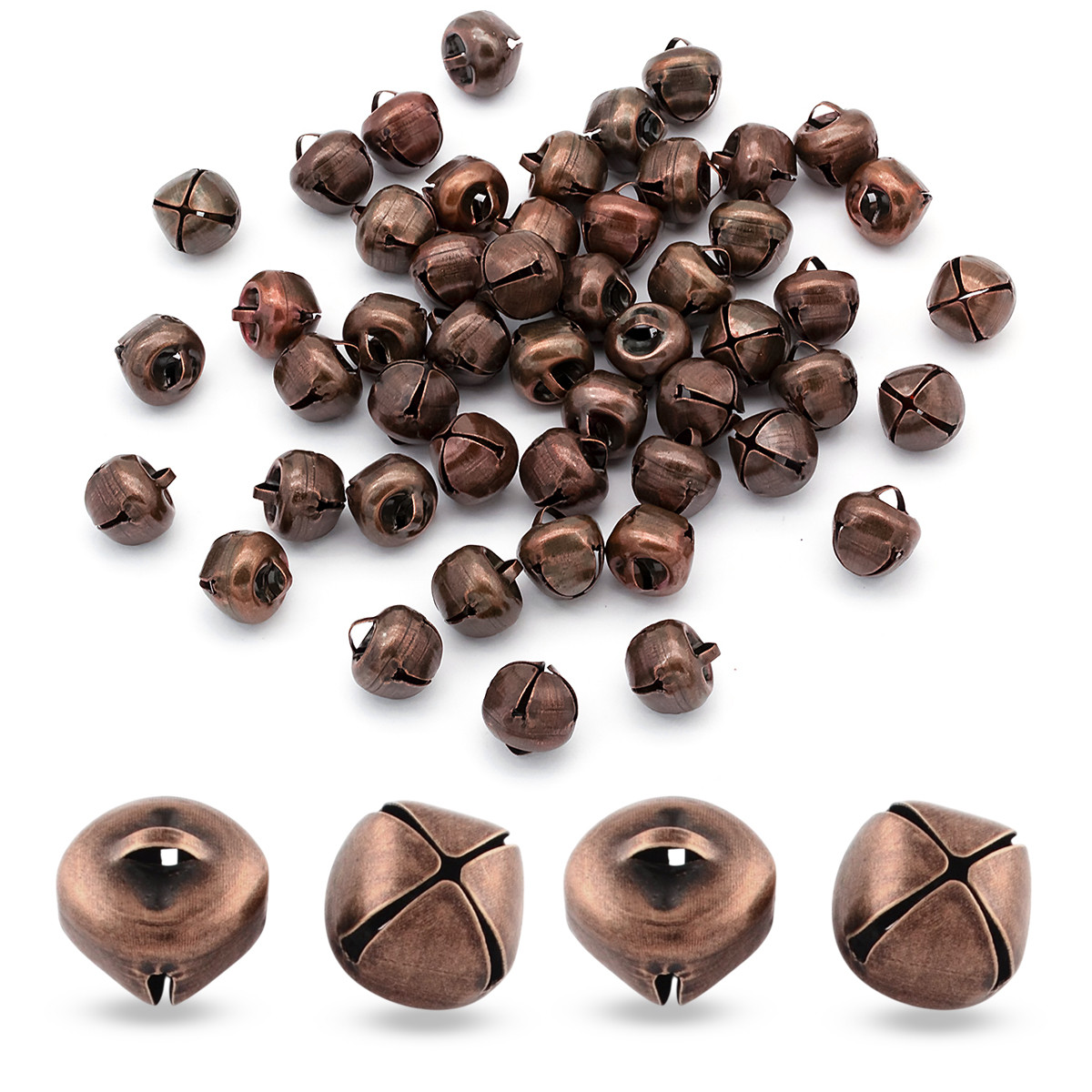 Кулони Дзвіночки, Залізо, Колір: Мідь, Розмір: 10х10х10мм, Отвір 3х1мм, 50 шт, фото 1