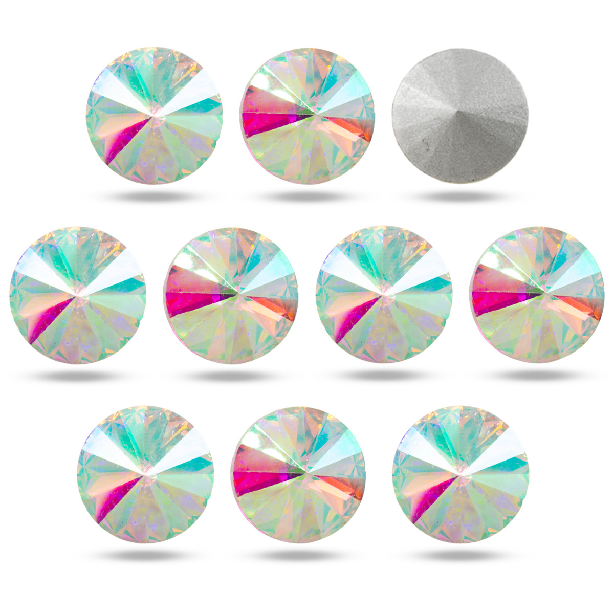 Стрази Скляні Конус, з Покриттям задній Сторони, Колір: Білий, Розмір: 18x8.5~9мм, 10 шт, фото 1