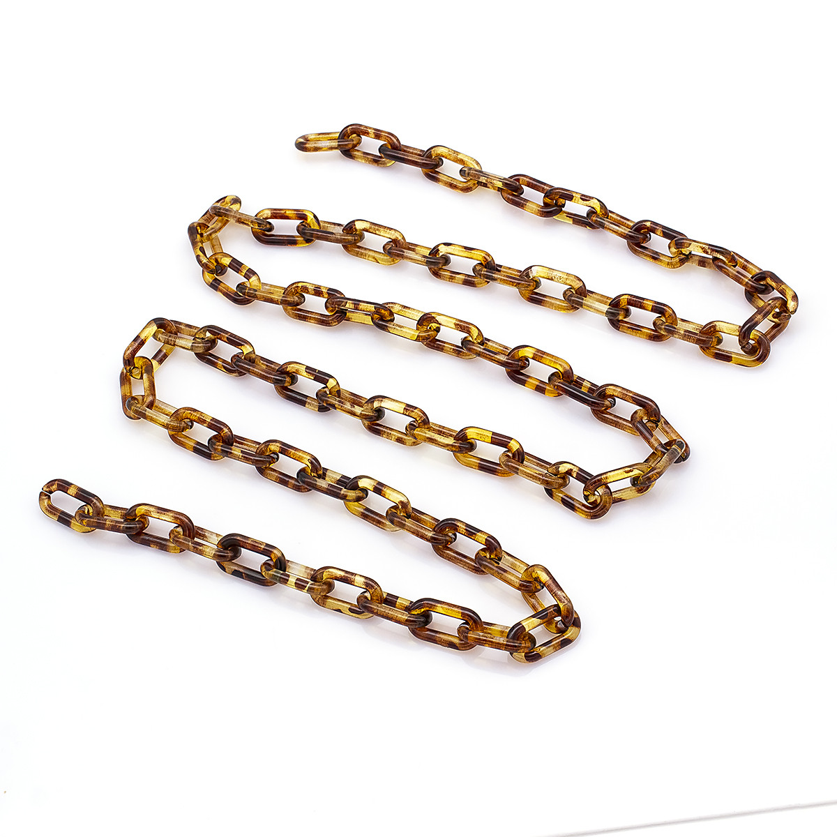 Ланцюг Акрилова Ручна Роботи, Овальна, Леопардовий принт, Колір: Золотистий, Дзвено: 20.5x11x3мм, 1 м/нитка, фото 1