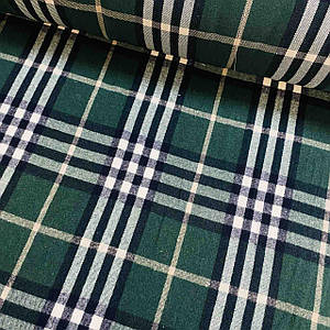 Клітинка з начісом для сорочок, зелено-біла (шир. 1,5 м)