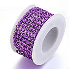 Декоративна стразова Стрічка, Пластик, 8 рядів, Колір: Пурпуровий, Розмір: 40х1мм, 2 м/катушка, 1 катушка, фото 4