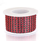 Декоративна стразова Стрічка, Пластик, Колір: Червоний, 8 рядів, Розмір: 40х1мм, 2 м/катушка, 1 катушка, фото 2